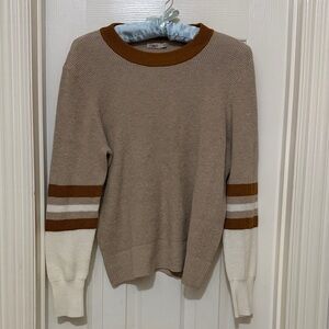 Faherty Tan and Cream Crew Neck Sweater